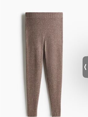 H&M Cozy Ribbed Waist Knit Leggings - Brown